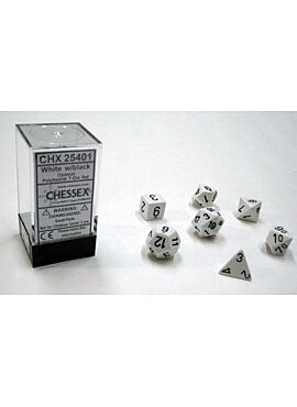 Opaque Polyhedral 7-Die Sets - White/black